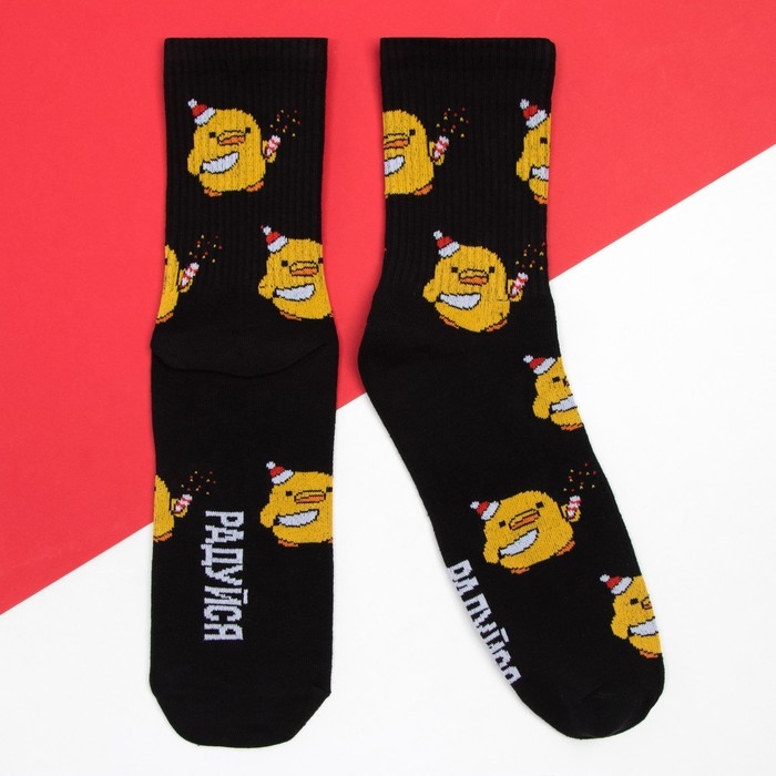 Носки новогодние мужские KAFTAN Носки новогодние мужские KAFTAN "Веселись" размер 41-44 (27-29 см), цвет чёрный