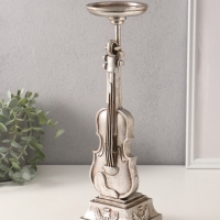 Подсвечник полистоун на 1 свечу "Скрипка" серебро 10х10х36 см