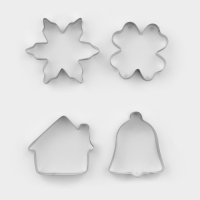 Набор форм для вырезания печенья Доляна &laquo;Снежинка. Домик. Колокольчик. Клевер&raquo;, 4 шт