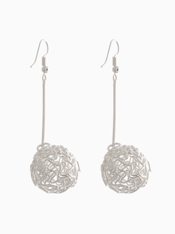 Серьги висячие &laquo;Шарик&raquo; переплетение, цвет светлое серебро, 6,5 см