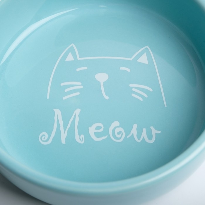 Миска керамическая "Meow" 300 мл, 13,4 x 4 cм, голубая