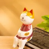 Сувенир дерево "Кот сидячий" цв. красный, 6х6х15 см