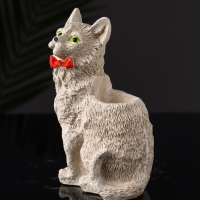 Подставка для мелочей "Кот с бантом" 14х9х7 см, бежевый