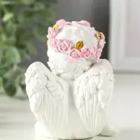 Сувенир полистоун свет "Ангел - воздушный поцелуй в форме сердца" белый 6,8х6х7,3 см