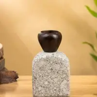 Подсвечник "Каменный факел" камень, дерево 8х5х15 см