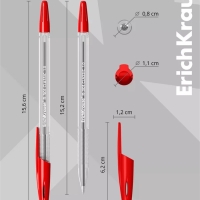 Ручка шариковая Erich Krause R=301 Classic Stick, узел 1.0 мм, чернила красные, длина линии письма 2000 метров, штрихкод на ручке
