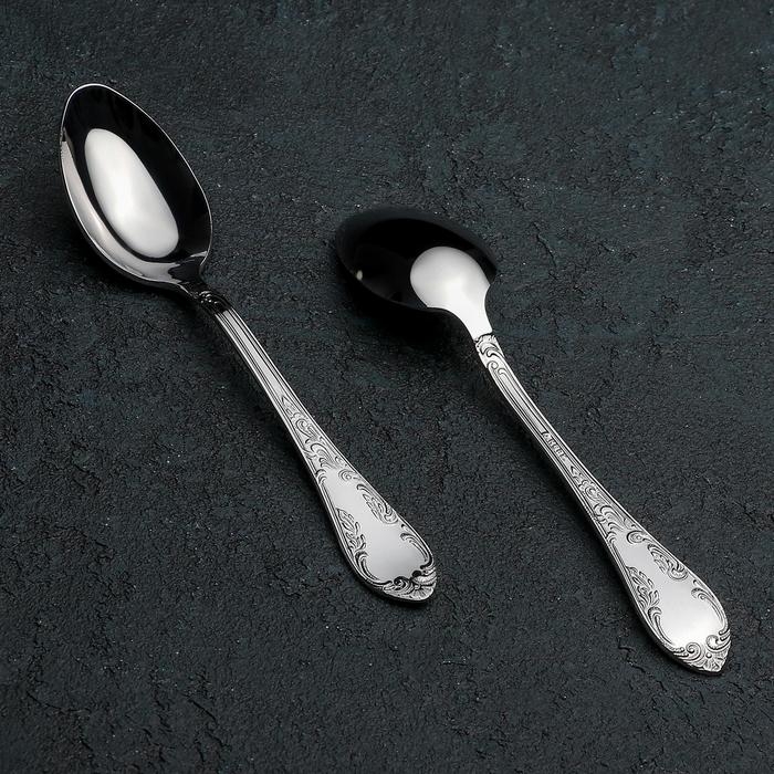 Ложка чайная &laquo;Посольская&raquo;, h=14,5 см, толщина 2 мм, цвет серебряный