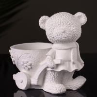 Кашпо "Медведица с тележкой" 10х10х6 см, натуральный