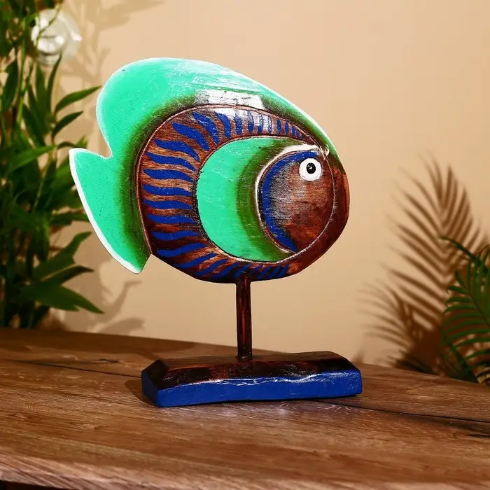 Сувенир "Рыба синяя" дерево на подставке 25х7х33 см