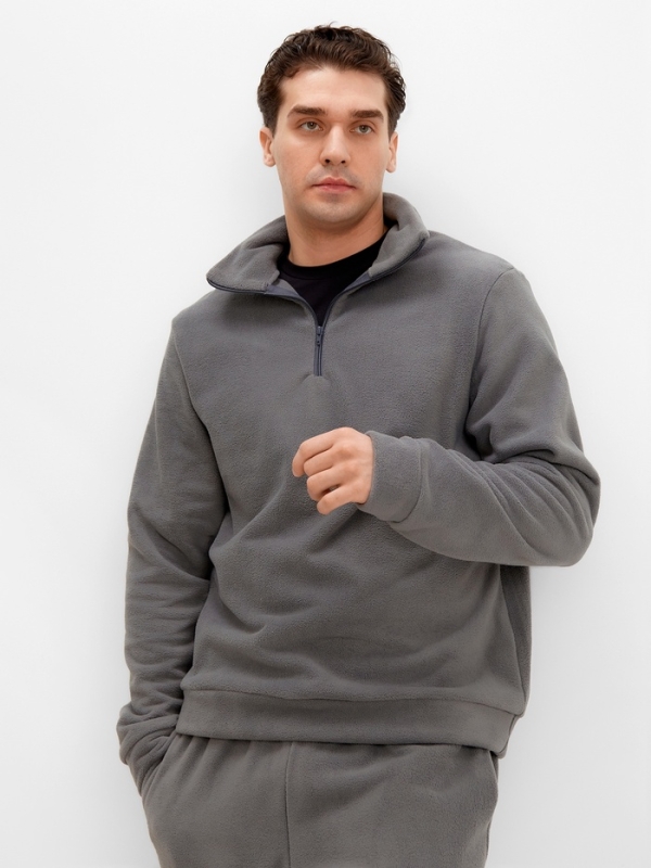 Джемпер флисовый мужской MINAKU: Fleece Soft цвет графит, р-р 44 Джемпер флисовый мужской MINAKU: Fleece Soft цвет графит, р-р 44