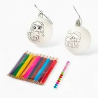 Набор для творчества &laquo;Елочные шары под раскраску &raquo;Ногодний подарок&laquo;+карандаши, 5.5 см, 2 шт.