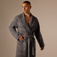 Халат вафельный мужской SL HOME: Chess "Гри Сандре", размер XL, 100% хлопок, 340 г/м2 Халат вафельный мужской SL HOME: Chess "Гри Сандре", размер XL, 100% хлопок, 340 г/м2