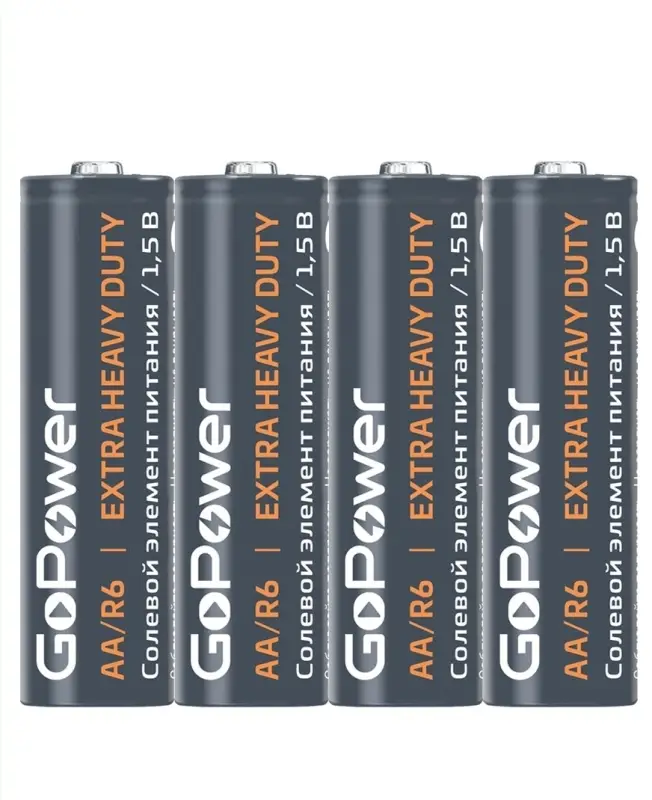 Батарейка GoPower R6 AA Shrink 4 Heavy Duty 1.5V (4/60/1200)