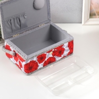 Шкатулка для рукоделия "Красные маки на белом" 24х16х11 см