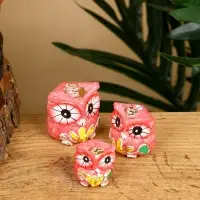 Набор сувенирный "Совята" дерево H 4, 3, 2 см, цв. розовый