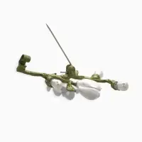 Брошь "Веточка магнолии" цветок, с эмалью, цветная