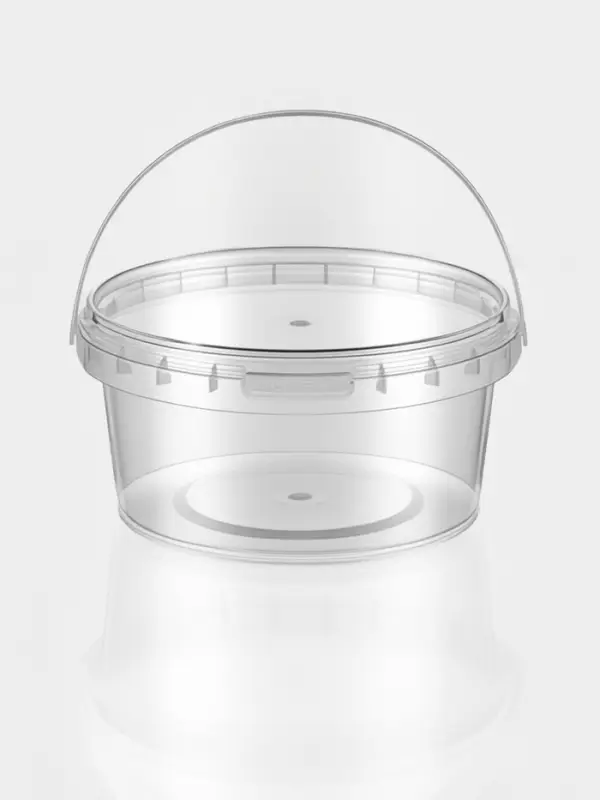 Ведро с крышкой, 500 мл, d= 12,2 см, высота 6 см прозрачное, 225 шт/уп.