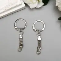 Основа для брелока карабин металл с плоской цепочкой серебро набор 15 шт 5,8х2,2 см