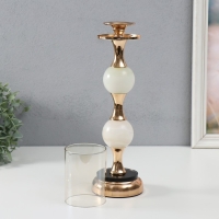 Подсвечник металл на 1 свечу "Мраморный шар" золото 39х10х10 см