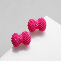 Серьги пластик «Карамель» бант, цвет ярко-розовый Серьги пластик «Карамель» бант, цвет ярко-розовый