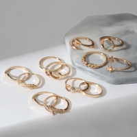 Набор колец 12 штук &laquo;Тренд&raquo; сокровище, цвет золото, размер МИКС