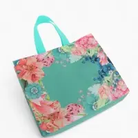 Сумка для покупок Цветы, 32*10*26. отд без молнии,  голубой