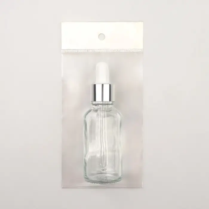 Бутылочка для хранения, с пипеткой, 30 мл, цвет серебристый/белый