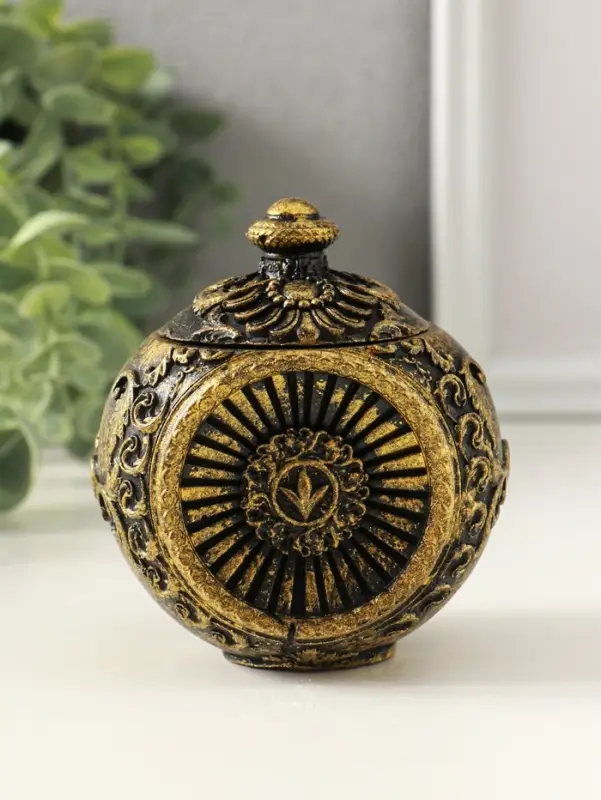 Шкатулка для украшений &laquo;Флоренция&raquo; 10&times;9 см, гипс, старое золото