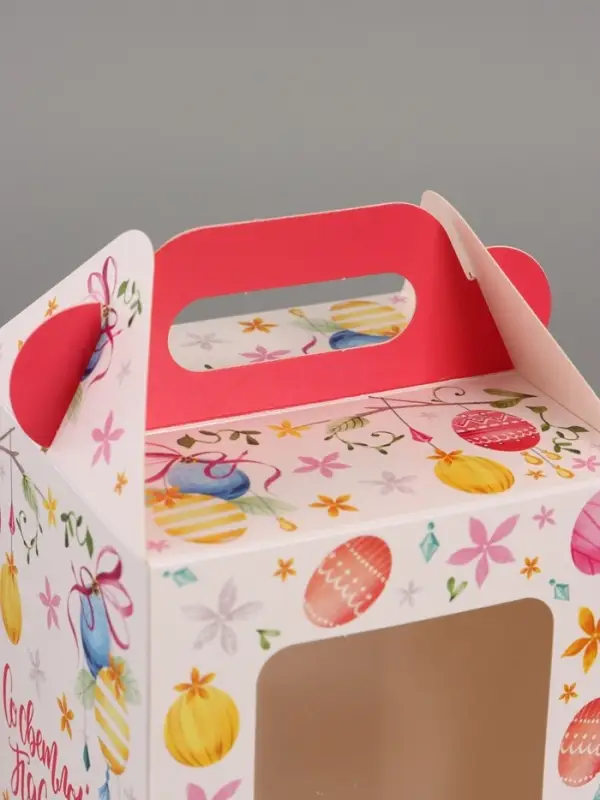 Пасхальная коробочка с окном и с ручкой "Светлой Пасхи" 10 х 10 х 15 см