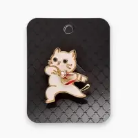 Брошь "Кот" герой, бело-розовая в золоте