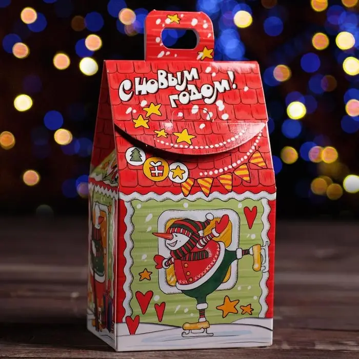 Подарочная коробка &laquo;Домик снеговиков&raquo;, 9.1&times;7&times;15.7 см