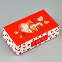 Кондитерская упаковка для макарун с окном, &laquo;С любовью&raquo;, 11 х 19 х 5.5 см