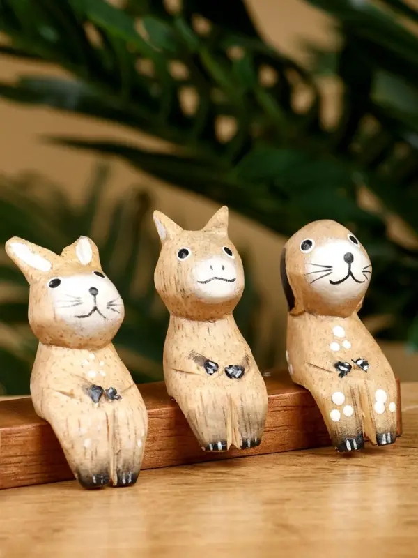 Сувенир &laquo;Зверушки на скамейке&raquo;, 18&times;6&times;4.5 см, дерево, коричневый