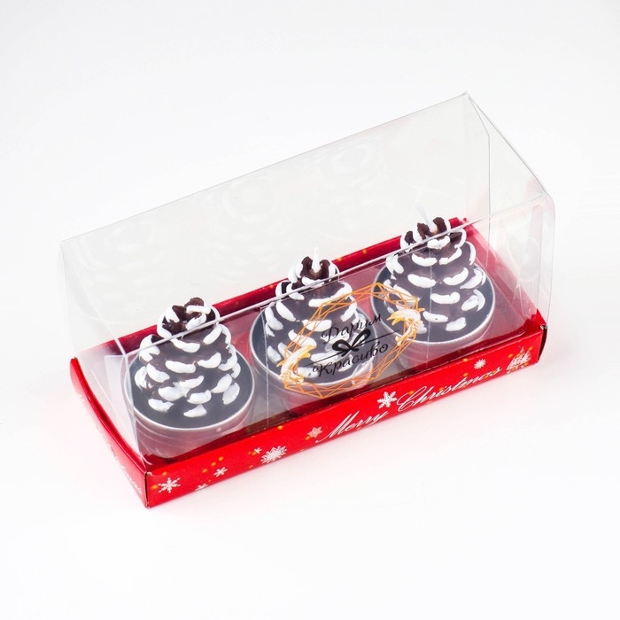 Набор свечи новогодние "Шишка", 3 шт, 4&times;6 см,