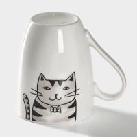 Кружка фарфоровая Доляна &laquo;Кис-кис-мяу&raquo;, 350 мл, цвет белый