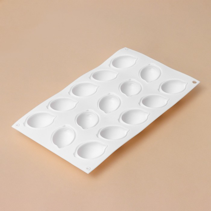 Форма для муссовых десертов и выпечки KONFINETTA &laquo;Лимоны&raquo;, силикон, 29&times;17&times;3 см, 15 ячеек (5,5&times;4 см), цвет белый