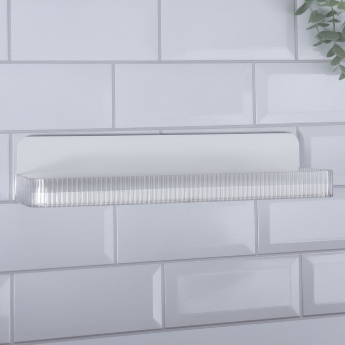 Органайзер для хранения, навесной, 1 секция, с клеевой основой, 35 &times; 10 &times; 7,5 см, цвет полупрозрачный/белый