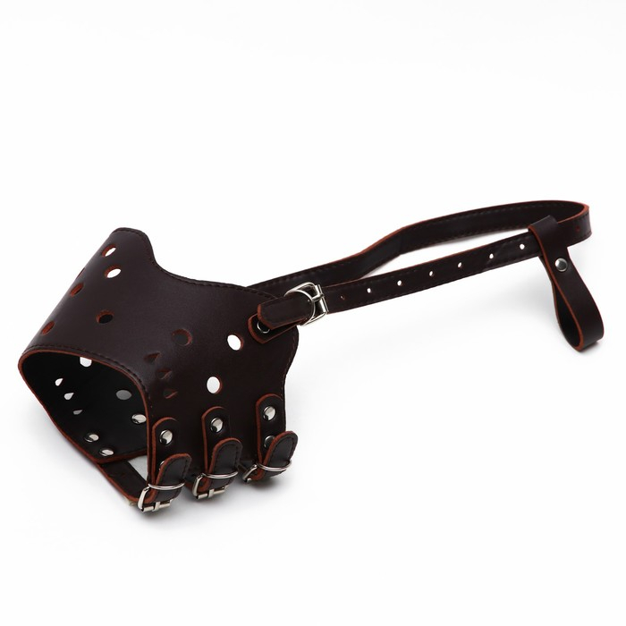 Намордник из прессованной кожи регулируемый, №5, ДН 9,3 см, ОМ 32-40 см, коричневый