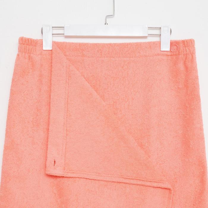 Килт женский для бани и сауны, цвет персиковый вышивка Снеговик, размер 80х150±2 см, махра 300г/м 100% хлопок Килт женский для бани и сауны, цвет персиковый вышивка Снеговик, размер 80х150±2 см, махра 300г/м 100% хлопок