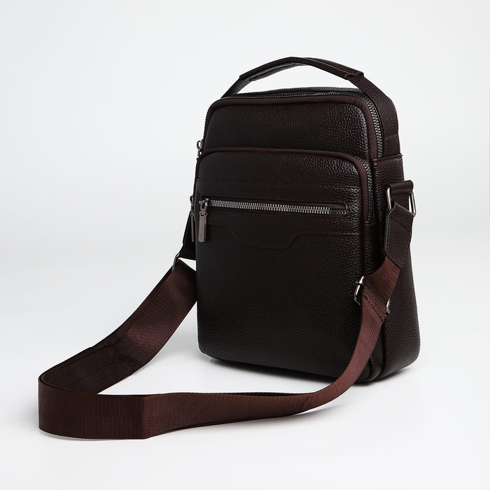 Сумка мужская через плечо TEXTURA, 3 наружных кармана, цвет коричневый Сумка мужская через плечо TEXTURA, 3 наружных кармана, цвет коричневый