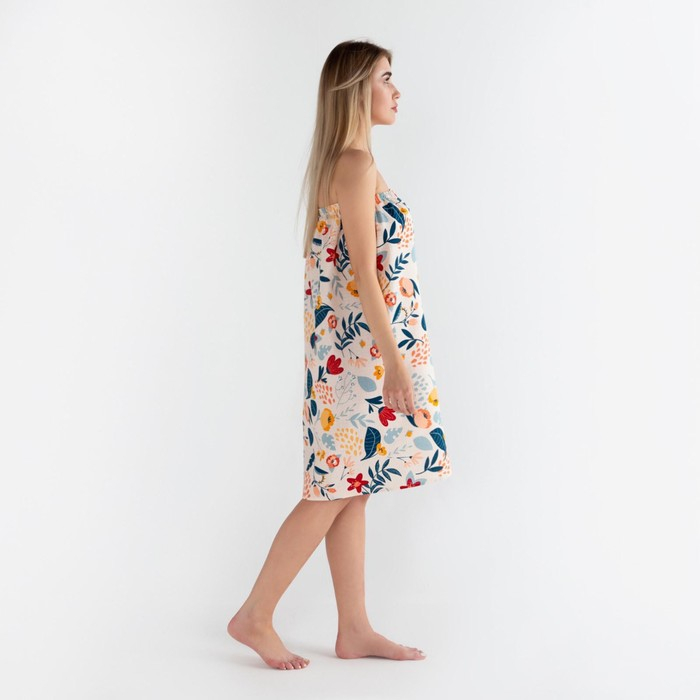 Полотенце для бани &laquo;Цветочное поле&raquo; женское парео, 80х150&plusmn;4 см, 100% хл, ваф. полотно, 160 гр/м2