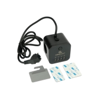 Сетевой фильтр Cablexpert Cube CUBE-3-U4-B-1.5, 3р, 10А, 4хUSB, 1.5м, ур.защиты 4+, черный