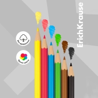 Карандаши 6 цветов, ErichKrause, пластик, шестигранные, 2,6 мм грифель, картонная упаковка, европодвес Карандаши 6 цветов, ErichKrause, пластик, шестигранные, 2,6 мм грифель, картонная упаковка, европодвес