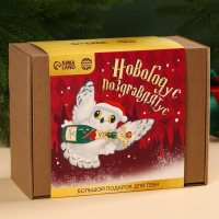 Гифтбокс &laquo;Новогодус Поздравлятус&raquo;: термостакан, чай чёрный с фруктами, леденец со вкусом арбуза, драже, молочный шоколад 4 шт.