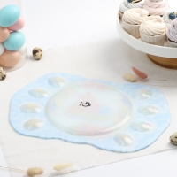 Подставка стеклянная для яиц Доляна &laquo;Праздничный кролик&raquo;, 37&times;24,5 см, 8 ячеек