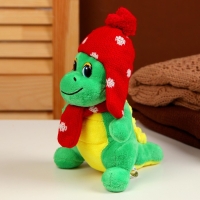 Мягкая игрушка «Дракоша», в красной шапке, 15 см, цвет зелёный Мягкая игрушка «Дракоша», в красной шапке, 15 см, цвет зелёный