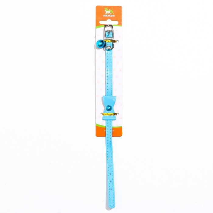 Ошейник "Сияние" с бусиной и бубенчиком, 29 х 1 см, ОШ 21-26, голубой