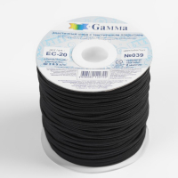 Резинка шляпная с текстильным покрытием, 2 мм, 50 &plusmn; 0,5 м, цвет чёрный