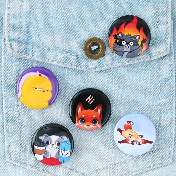 Значок металлический , закатной &laquo;Милые животные&raquo;, d = 2,5 см, МИКС