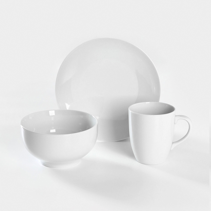 Набор фарфоровый для завтрака &laquo;Бельё&raquo;, 3 предмета